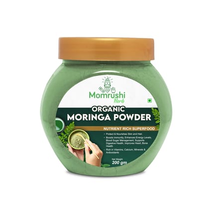 Momrushi Herb Organic Moringa Powder - Nutrient Rich Superfood - 200gm
