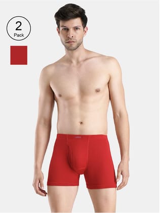 French Connection Regal Oxford,Men's Long Trunks Pack of 2- Red