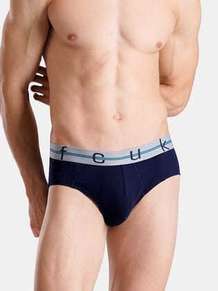 FCUK Play Norwood, Men's Solid Briefs Pack of 2 - Dark Sapphire FCUK Play Norwood, Men's Solid Briefs Pack of 2 - Dark Sapphire