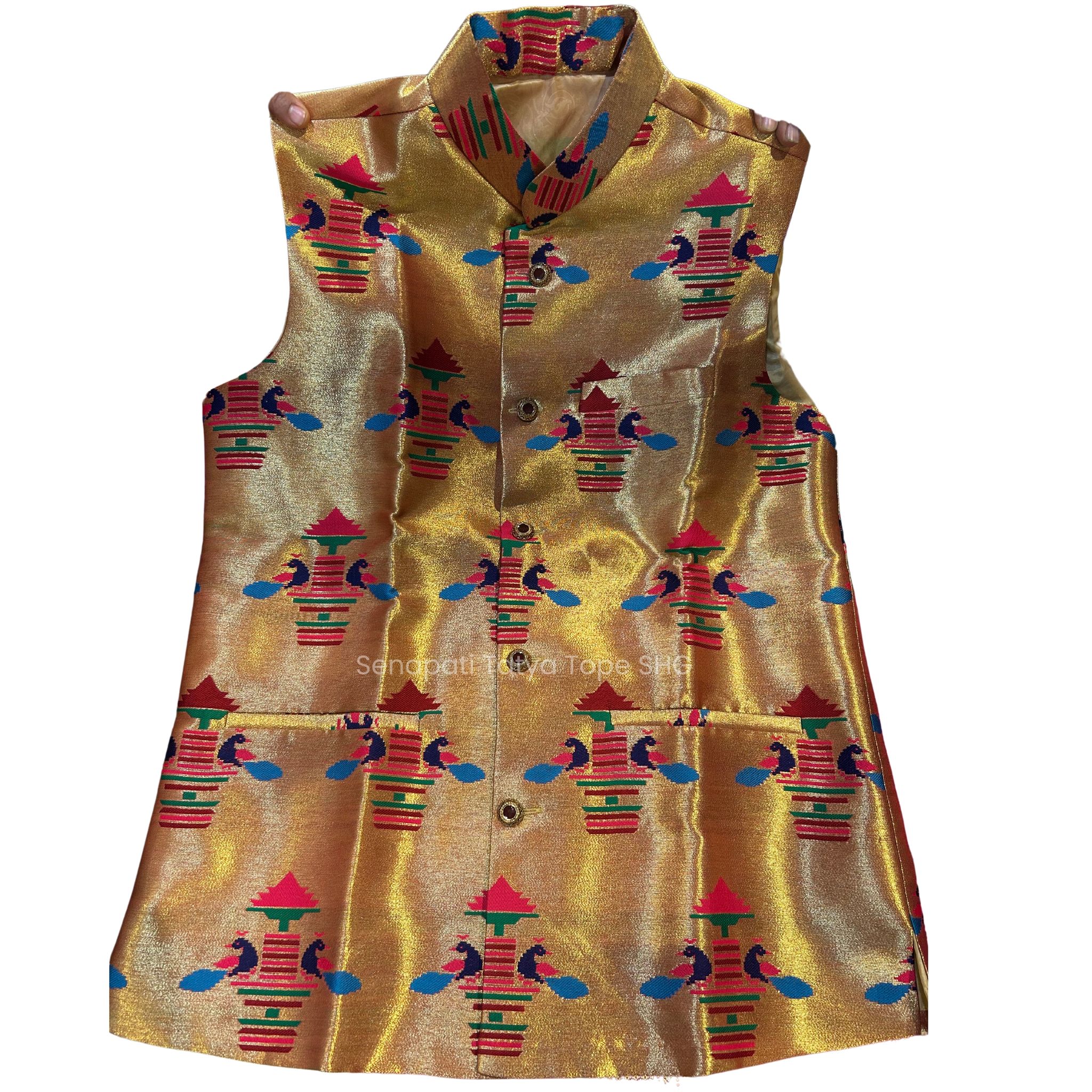 Jacket: Stylish Semi-Silk Men’s Ethnic Jacket with Traditional Motifs
