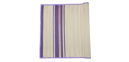  Handwoven Seagrass Floor Mat with Purple Border - Eco-Friendly and Durable Natural Fiber Rug for Living Room, Bedroom, and Kitchen
