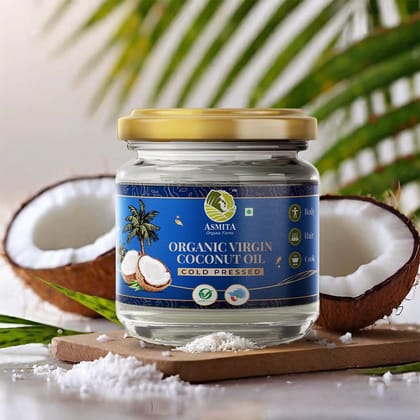 Asmita Organic Farms Unrefined Cold Pressed Virgin Coconut Oil - 250 ml Organic Certified, Naturally Cholesterol-Free Rich Aroma & Flavor Ideal for Cooking, Skin & Hair Care Asmita Organic Farms Unrefined Cold Pressed Virgin Coconut Oil - 250 ml Organic Certified, Naturally Cholesterol-Free Rich Aroma & Flavor Ideal for Cooking, Skin & Hair Care