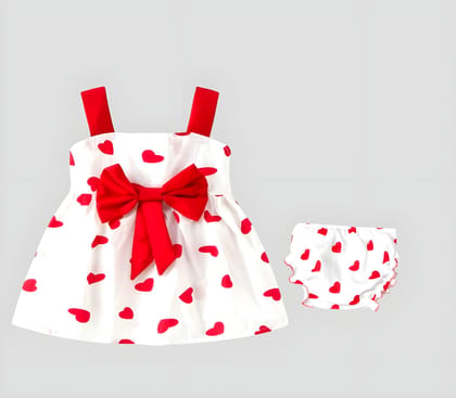 Red and White Polka Dot Baby Dress with Bow and Diaper Cover Set Red and White Polka Dot Baby Dress with Bow and Diaper Cover Set