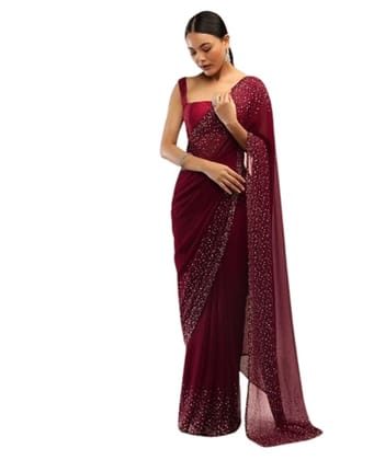 Buy Online Maroon Georgette Saree With Sequin Work At Best Price In India | Sarees - The Fashion Station Buy Online Maroon Georgette Saree With Sequin Work At Best Price In India | Sarees - The Fashion Station