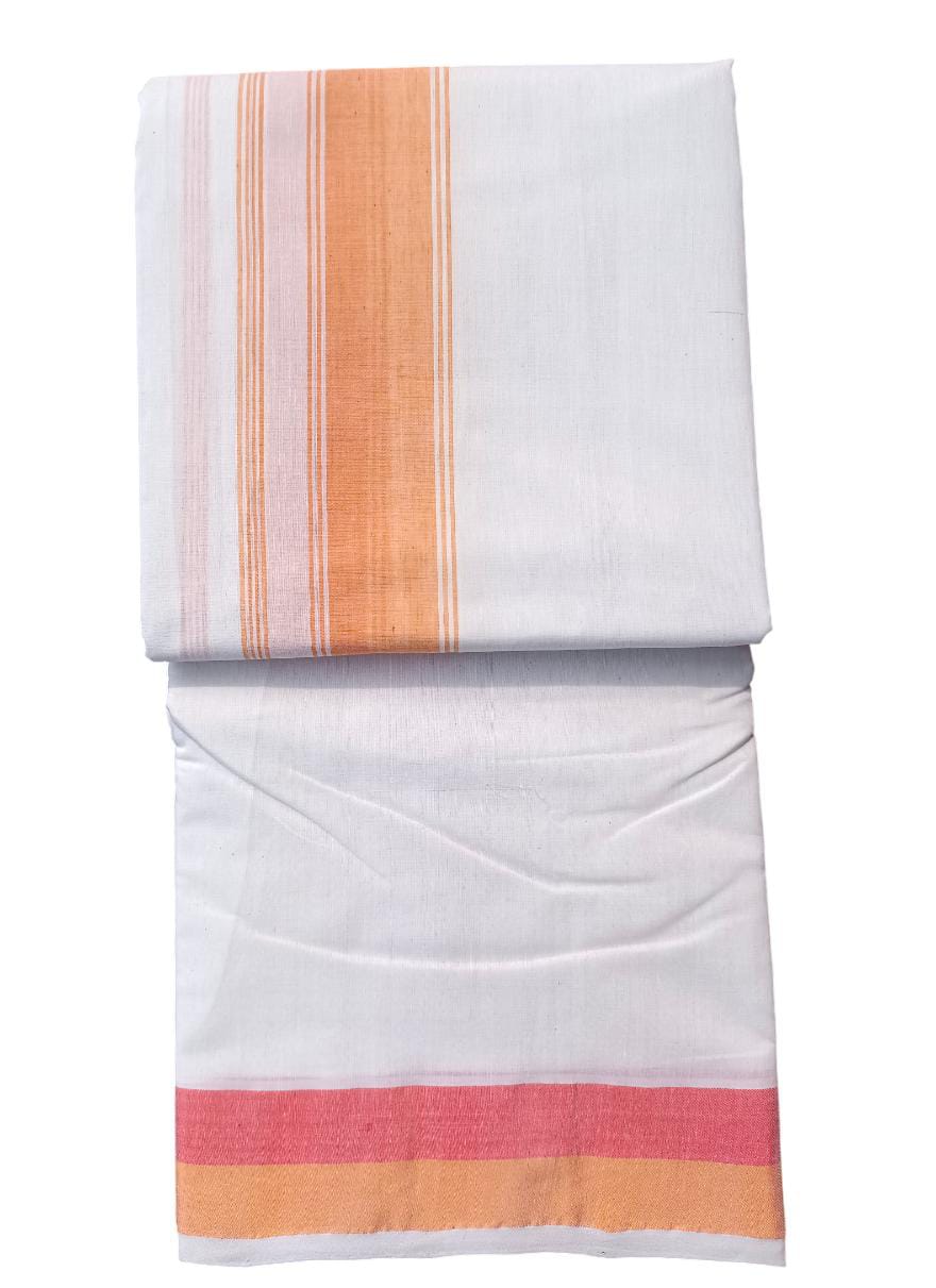 Buy White Cotton Dhoti With Orange Border Online at Best Price in India