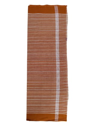 Cotton Brown and White Striped Handloom Towel - Soft and Absorbent - Perfect for Bath and Travel Cotton Brown and White Striped Handloom Towel - Soft and Absorbent - Perfect for Bath and Travel