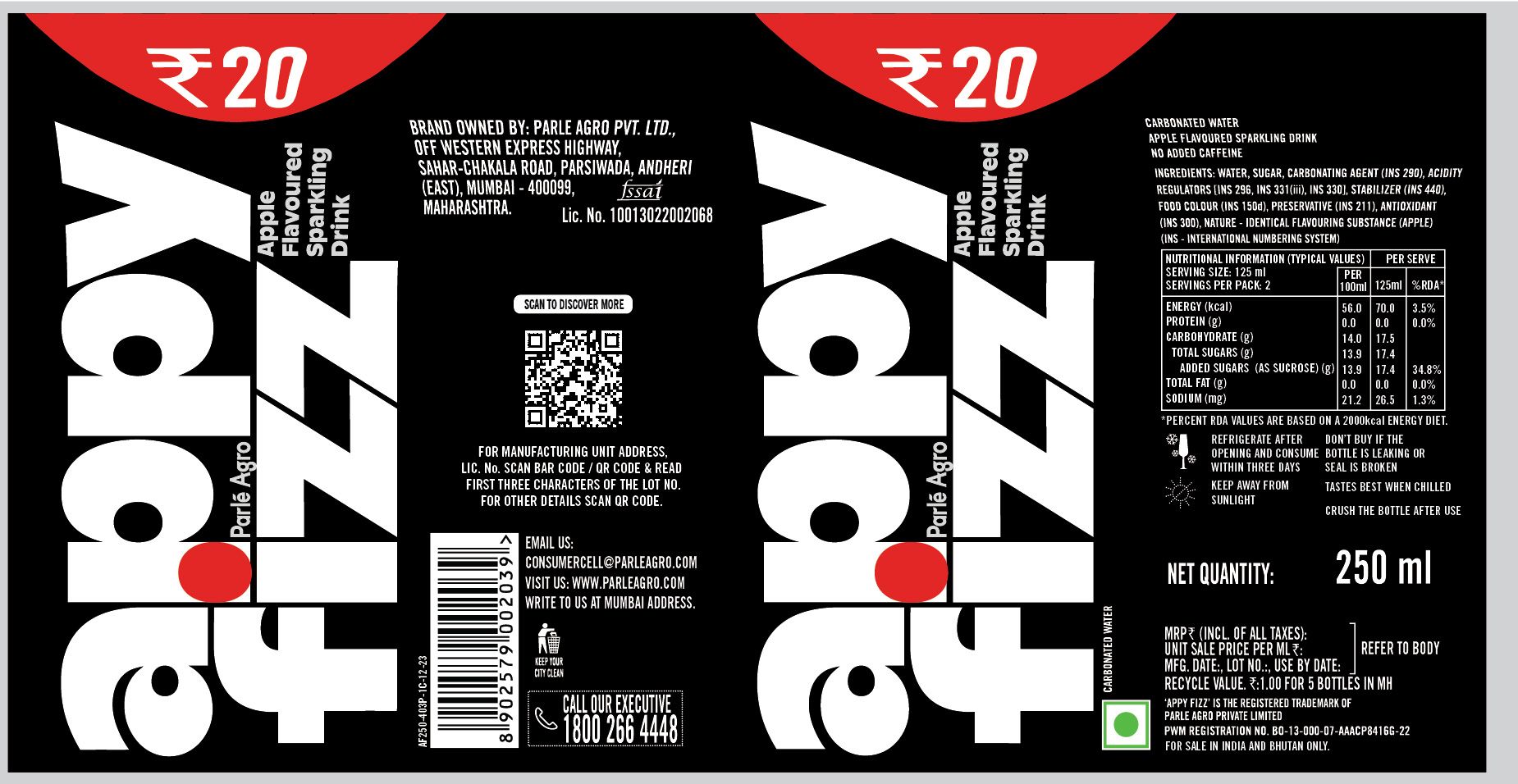 APPY FIZZ Apple Flavoured Sparkling Drink PET