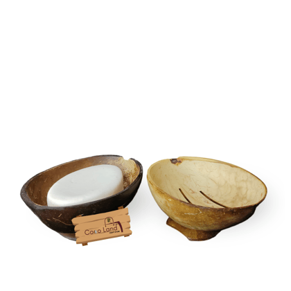 CocoLand Coconut Shell Soap Dish With base / Coconut Oil Polished