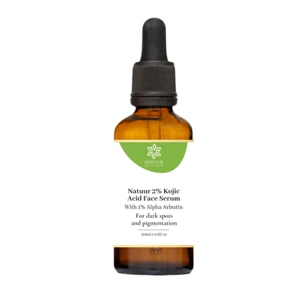 Natuur 2% Kojic Acid Face Serum With 1% Alpha Arbutin For Dark Spots & Pigmentation, 20 ml Natuur 2% Kojic Acid Face Serum With 1% Alpha Arbutin For Dark Spots & Pigmentation, 20 ml