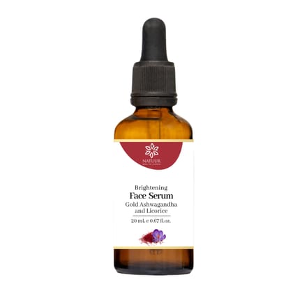 NATUUR - Gold Ashwagandha Licorice Brightening Face Serum - 20ml | Anti-Aging & Skin Whitening Serum | With Mulethi, Gold Mica & Ashwagandha NATUUR - Gold Ashwagandha Licorice Brightening Face Serum - 20ml | Anti-Aging & Skin Whitening Serum | With Mulethi, Gold Mica & Ashwagandha