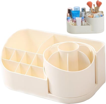 360 Degree Rotating Makeup Organizer Adjustable Cosmetic Storage Box