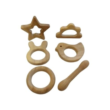 Neemtoys Sensory Developing Rattles and Teether Made from Pure Neem Wood Making Toys for Toddlers Toy for Babies