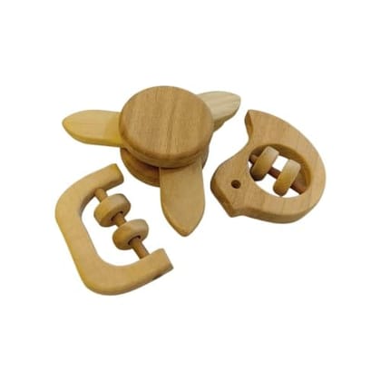 Neemtoys Pure Neem Wooden 0 to 3 Year Babies Flower Tumbler, Dove & C Shape Baby Rattles for Sensory Development Neemtoys Pure Neem Wooden 0 to 3 Year Babies Flower Tumbler, Dove & C Shape Baby Rattles for Sensory Development