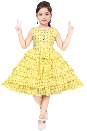Buy Yellow Cotton Blend Kids Party Wear Ruffled Frock For Girls Online Buy Yellow Cotton Blend Kids Party Wear Ruffled Frock For Girls Online