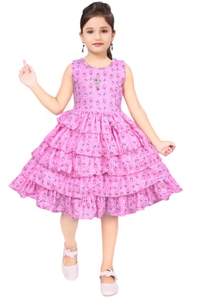 Buy Pink Cotton Printed Party Wear Dress for Girls Online Buy Pink Cotton Printed Party Wear Dress for Girls Online