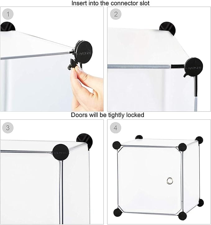 Interlocking Clear Plastic Storage Organizer, Modular Cabinet Organizer, DIY Assembly, Stackable Storage Bins for Clothes, Toys, Books, Pantry, Office Supplies