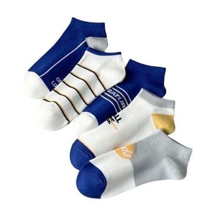 SOCKSCARVING Multicolour Andros Edition Cotton Socks Pair of 5, Low Cut Ankle, Full Length, Free Size, Casual Design, For Men-Women