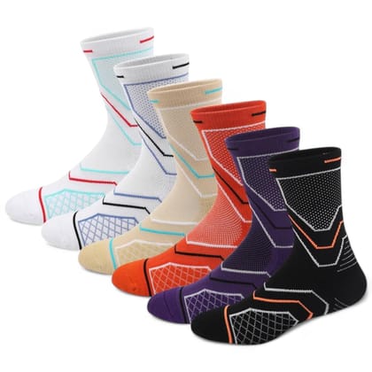 Sockscarving Pack of 6 Colorstride Edition Crew Socks Breathable, Anti-Moisture, Athletic, Sports Sockscarving Pack of 6 Colorstride Edition Crew Socks Breathable, Anti-Moisture, Athletic, Sports