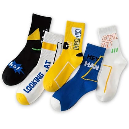 SOCKSCARVING Multicolour Gen-z Pop Edition Cotton Socks for Unisex - Pack oF 5, Gen-z Pop Edition Socks, Casual, Crew Length, Unisex SOCKSCARVING Multicolour Gen-z Pop Edition Cotton Socks for Unisex - Pack oF 5, Gen-z Pop Edition Socks, Casual, Crew Length, Unisex