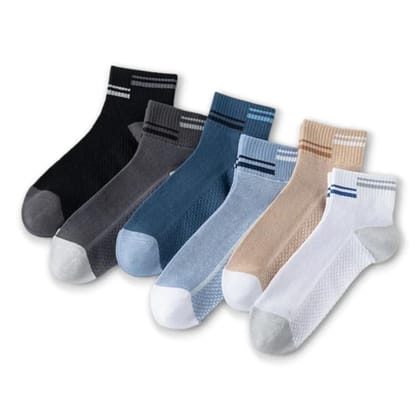 SOCKSCARVING Multicolour Cotton Stretch Edition Socks for Unisex - Pack of 6, Ankle length, Casual, Unisex-Men-Women SOCKSCARVING Multicolour Cotton Stretch Edition Socks for Unisex - Pack of 6, Ankle length, Casual, Unisex-Men-Women