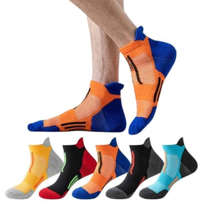 Sockscarving Pack of 5 Breathable Sports Ankle Socks for Men - Cushioned, Moisture-Wicking, Anti-Slip Running Socks in Multiple Colors, Daily Use Sockscarving Pack of 5 Breathable Sports Ankle Socks for Men - Cushioned, Moisture-Wicking, Anti-Slip Running Socks in Multiple Colors, Daily Use