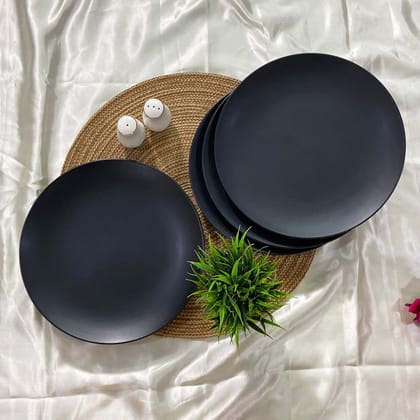 Ceramic Dining Chic Matte Black Ceramic 10.2Inchs Dinner Plates Set of 4 Ceramic Dining Chic Matte Black Ceramic 10.2Inchs Dinner Plates Set of 4