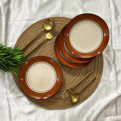Ceramic Dining Royal Brown & White Handcrafted Ceramic 7Inchs Quarter Plates Set of 4 || Side Plates || Cake Plates || Snacks Plates Ceramic Dining Royal Brown & White Handcrafted Ceramic 7Inchs Quarter Plates Set of 4 || Side Plates || Cake Plates || Snacks Plates