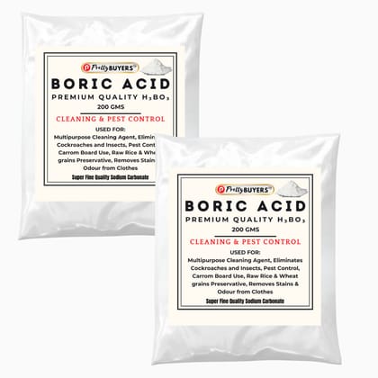 PrettyBUYERS Boric Acid Powder for Cockroahes Repellent|Carrom Board Powder|Rice Preservative | All Purpose Cleaner | 200GM ( Pack Of 2)