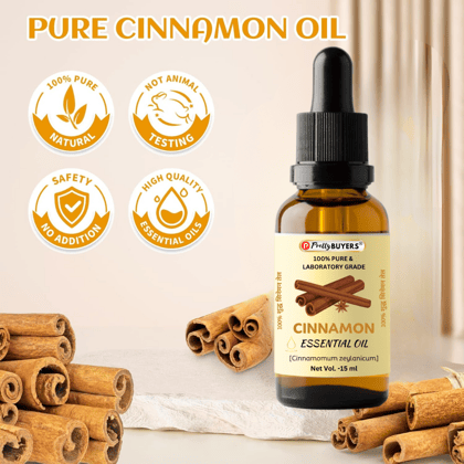 Pure Cinnamon Essential Oil 15ml- Cinnamomum zeylanicum (100% Pure and Natural Therapeutic Grade) Pack Of 1