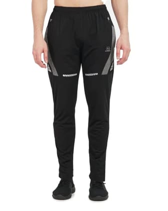 Men's Black Polyester Track Pants with Reflective Detailing Men's Black Polyester Track Pants with Reflective Detailing