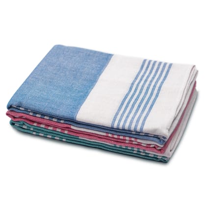 YATTA 100% Cotton Bath Towels - Pack of 3 | Lightweight, Quick-Dry, Multicolor | High Absorbency Travel Towels for Men & Women | Perfect Everyday Towel (150 x 75 cm)