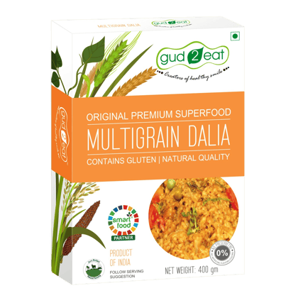 Gud2eat MULTIGRAIN DALIA - Healthy food | simple to make spicy upama | tasty and delicious | 400g Gud2eat MULTIGRAIN DALIA - Healthy food | simple to make spicy upama | tasty and delicious | 400g