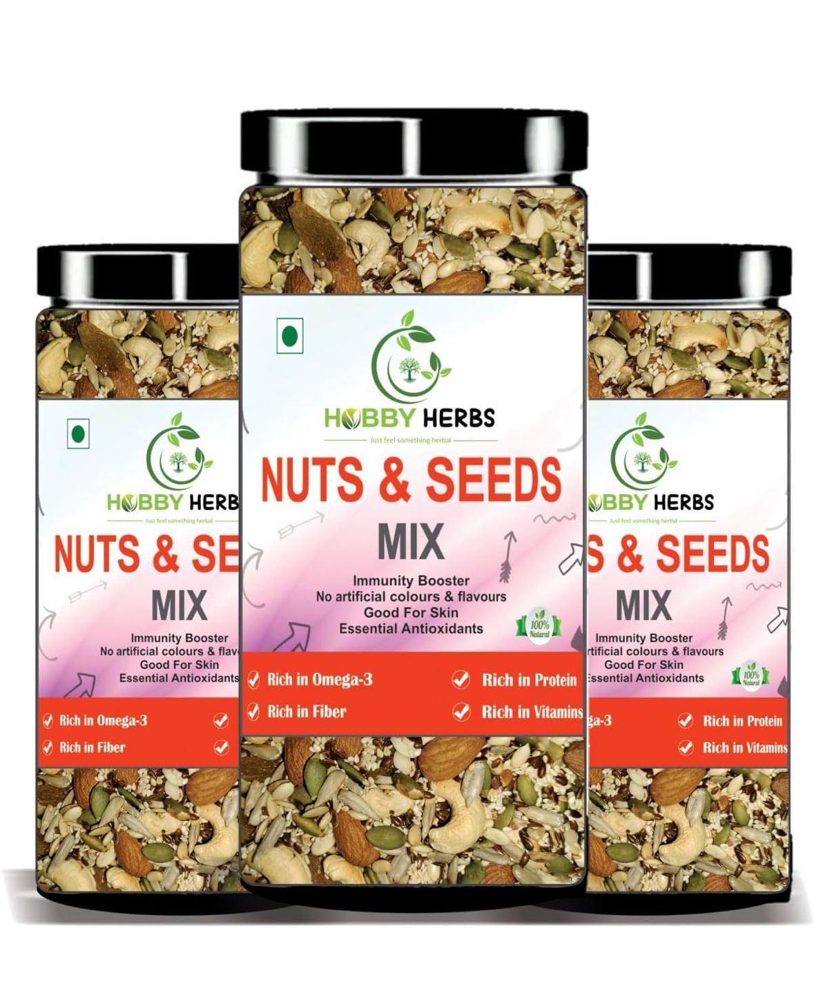 "Wholesome Trail Mix: Roasted Flax Seeds.