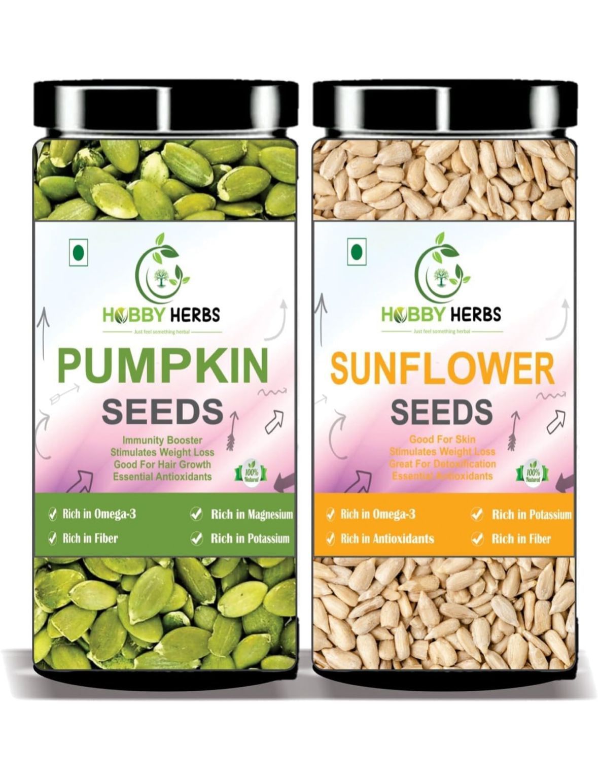 Pumpkin and Sunflower Seeds Combo - Immunity Booster, Weight Loss, Antioxidants, Omega-3, Fiber, Magnesium, Potassium