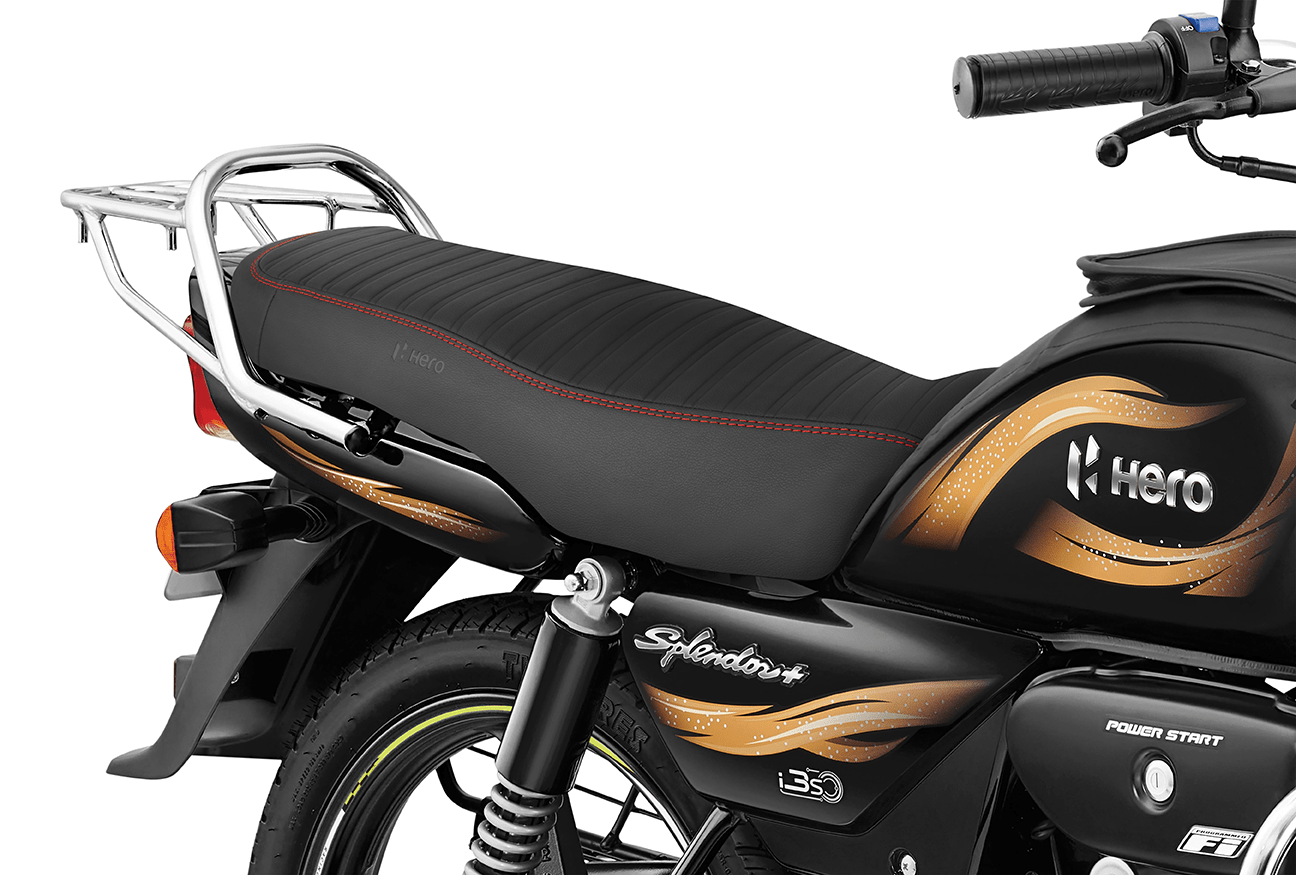 Seat Cover Black Canvas with Custom Design and High-Density Foam Comfort for Splendor+