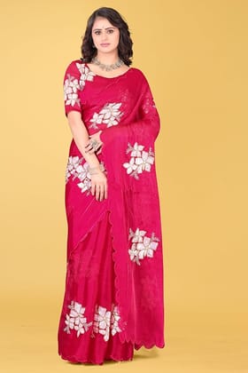 Buy Online Pink Georgette Embroidery Work Saree With Blouse Piece Buy Online Pink Georgette Embroidery Work Saree With Blouse Piece