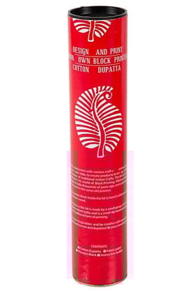 DIY Block Print Your Own Dupatta kit Red Leaf