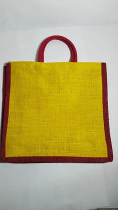 **Jute Bag with Yellow with Red Trim **Jute Bag with Yellow with Red Trim