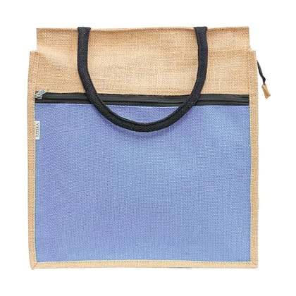 Jute Tote Bag with Zippered Front Pocket