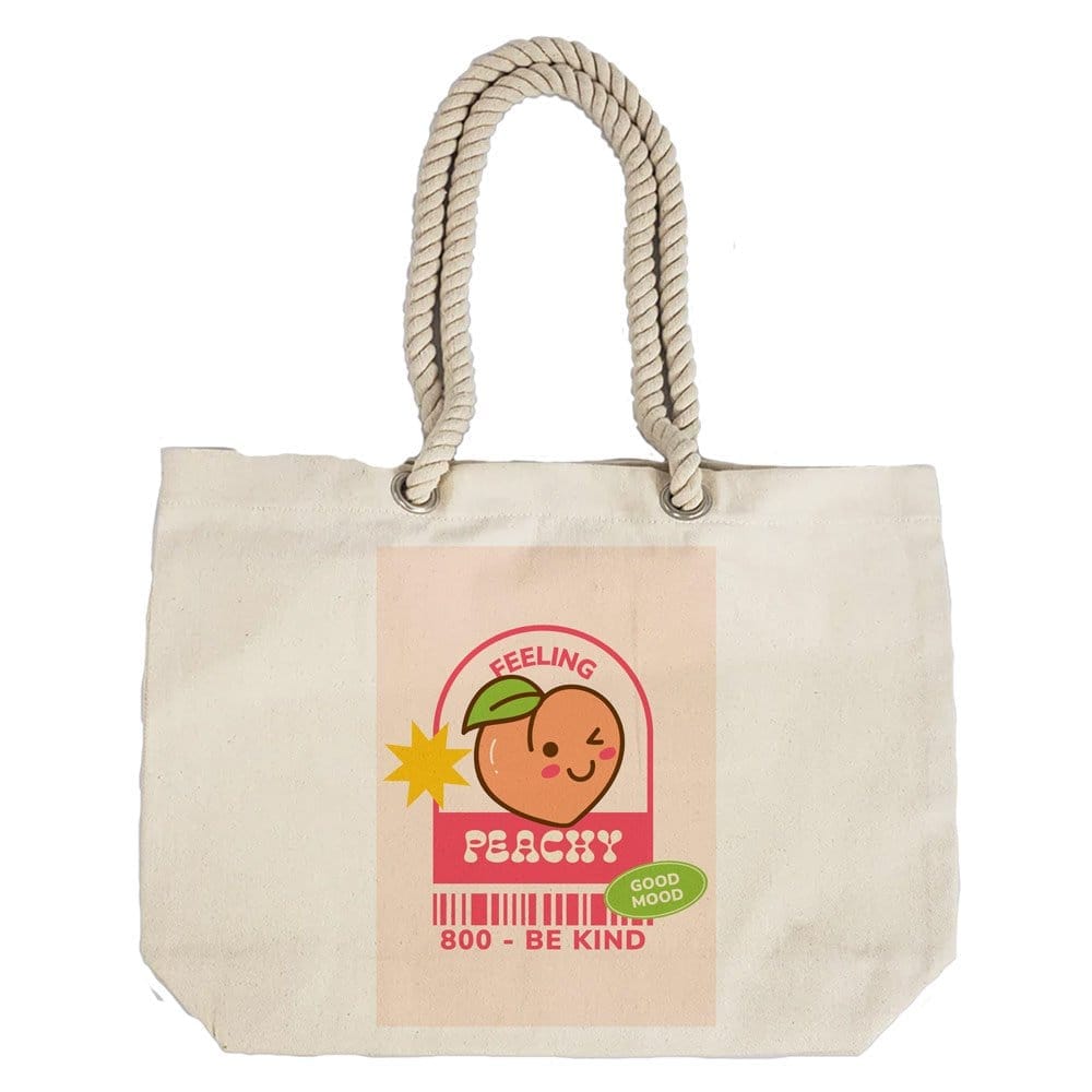 Eco-Friendly Recycled Cotton Canvas Tote Bag - Funny Feeling Peachy Design - EL8220162