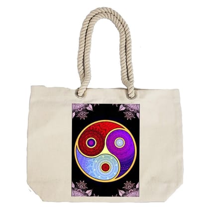 Eco-Friendly Recycled Cotton Canvas Tote Bag - Ying And Yang Design-67 - EL8220313 Eco-Friendly Recycled Cotton Canvas Tote Bag - Ying And Yang Design-67 - EL8220313