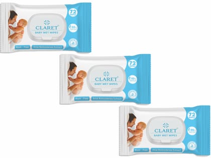 Baby Wet Wipes with 99% Purified Water & Aloe Vera, Soap-Free, Pack of 3 (72 Wipes), Dermatologically Tested, Safe for Sensitive Skin Baby Wet Wipes with 99% Purified Water & Aloe Vera, Soap-Free, Pack of 3 (72 Wipes), Dermatologically Tested, Safe for Sensitive Skin