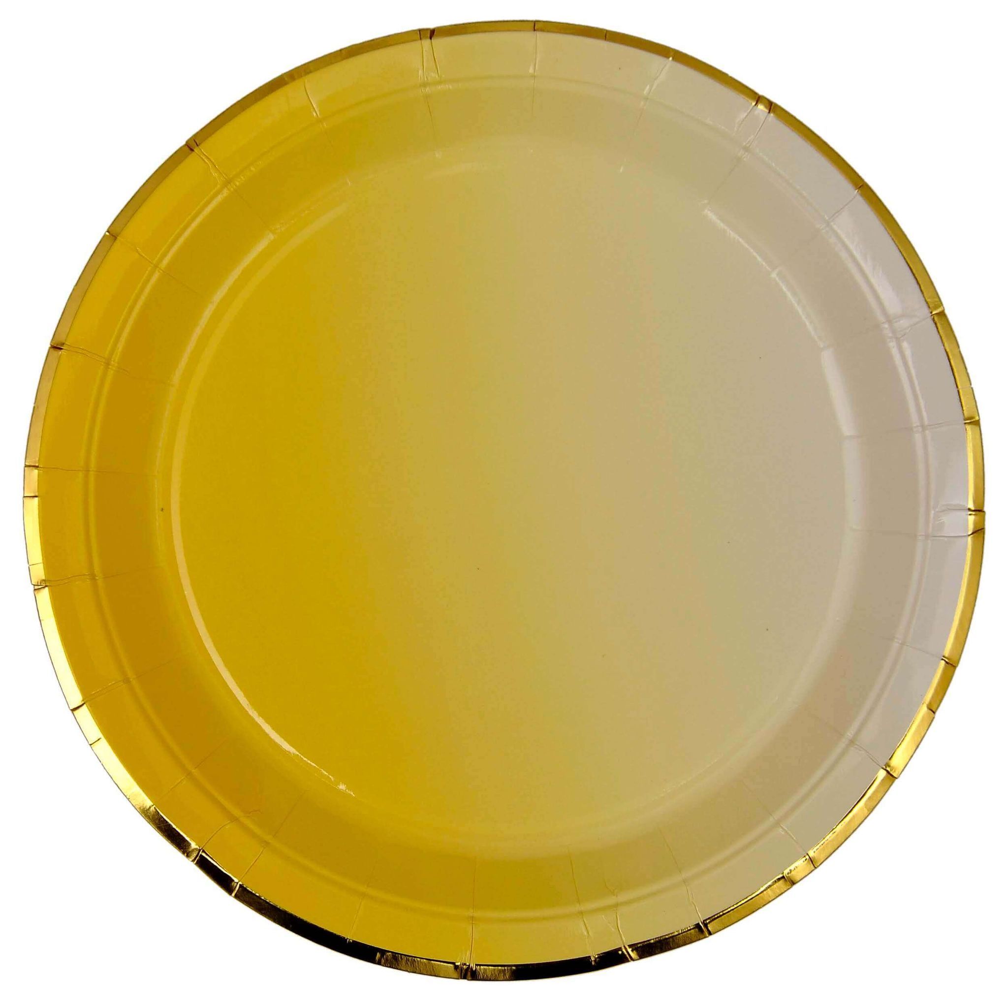 Wanna Party Macaron Yellow PaPer Plates with Golden Rim - 10PC