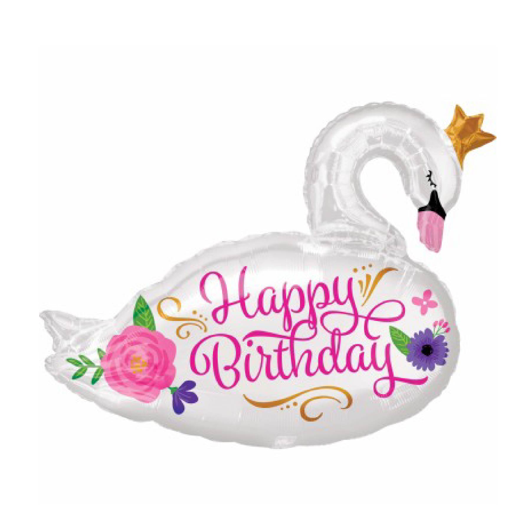 Wanna Party HaPPy Birthday Swan Balloon 29" P35