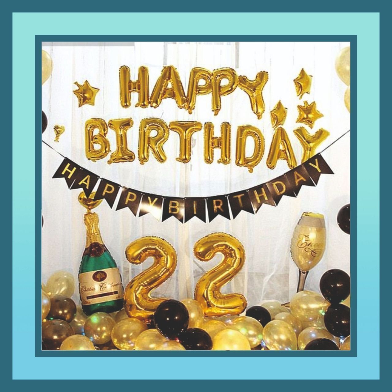 Wanna Party HaPPy Birthday Gold & Black D?cor with Numericals