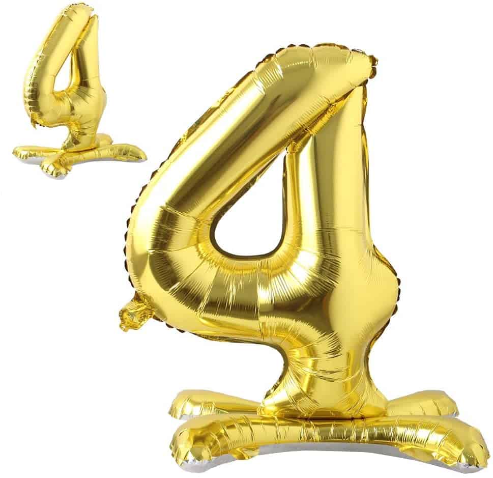 Wanna Party Gold Numerical 4 Balloon w/Stand