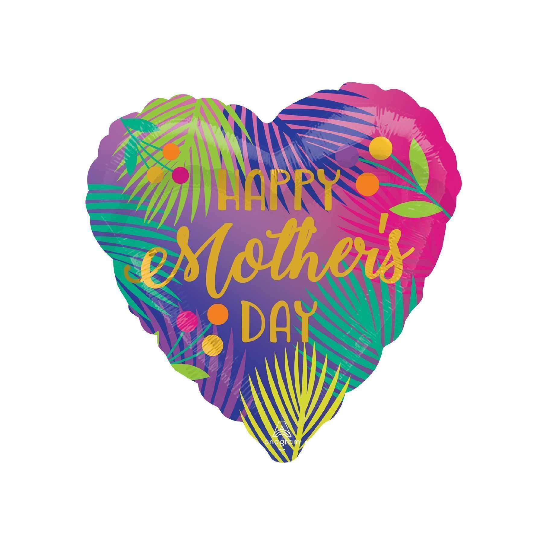 Wanna Party HaPPy Mother's Day Balloon with Palm Leaves 18"