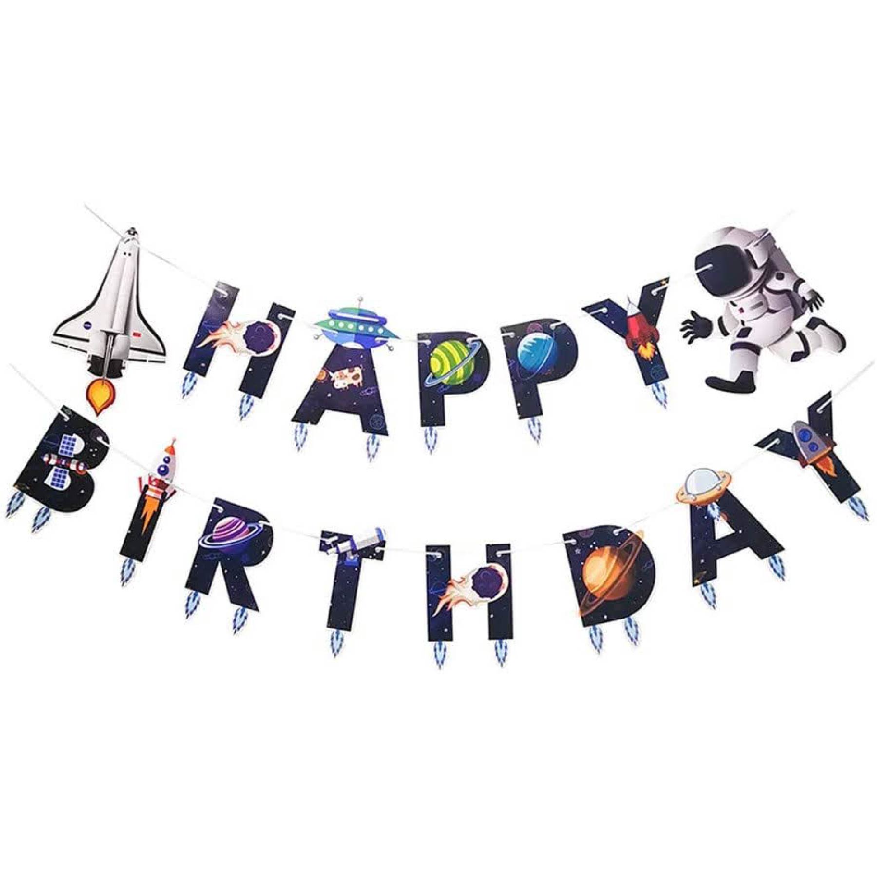 Wanna Party SPace Theme Birthday Banner