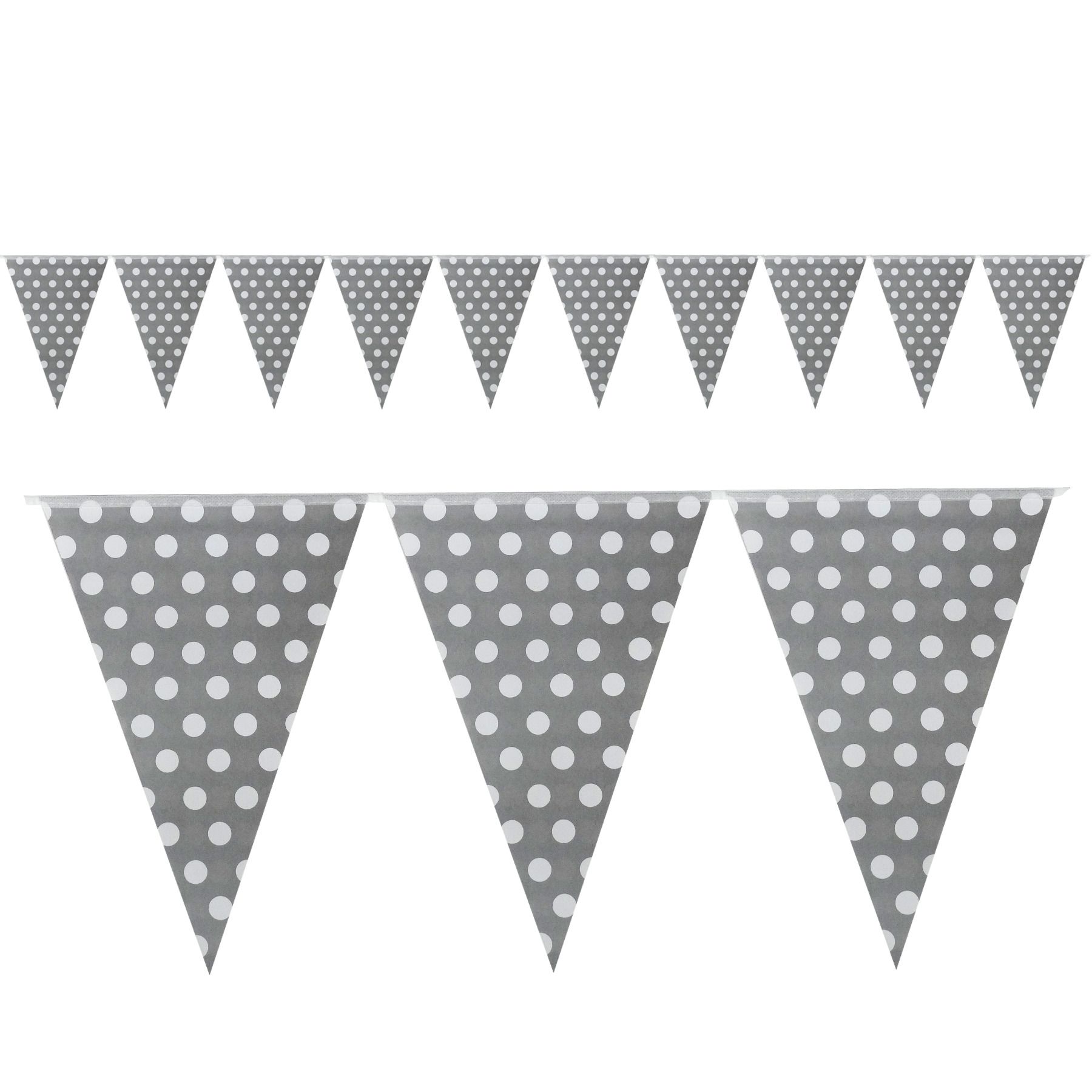 Wanna Party Polka Dot Buntings Silver- Over 9 FT