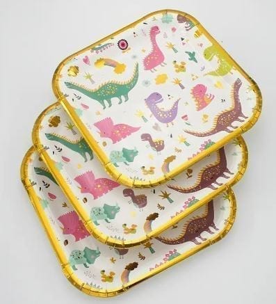 Wanna Party Sqr. Dino Plates  - 10PC - 9 inches